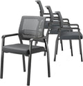 VINGLI Oversize 350 lbs Waiting Room Chairs, 4P Stackable Office Chairs, Grey, Contemporary Style, Mesh Back & Seat, Steel Frame, 355 lbs Capacity