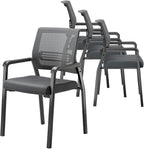 VINGLI Oversize 350 lbs Waiting Room Chairs, 4P Stackable Office Chairs, Grey, Contemporary Style, Mesh Back & Seat, Steel Frame, 355 lbs Capacity