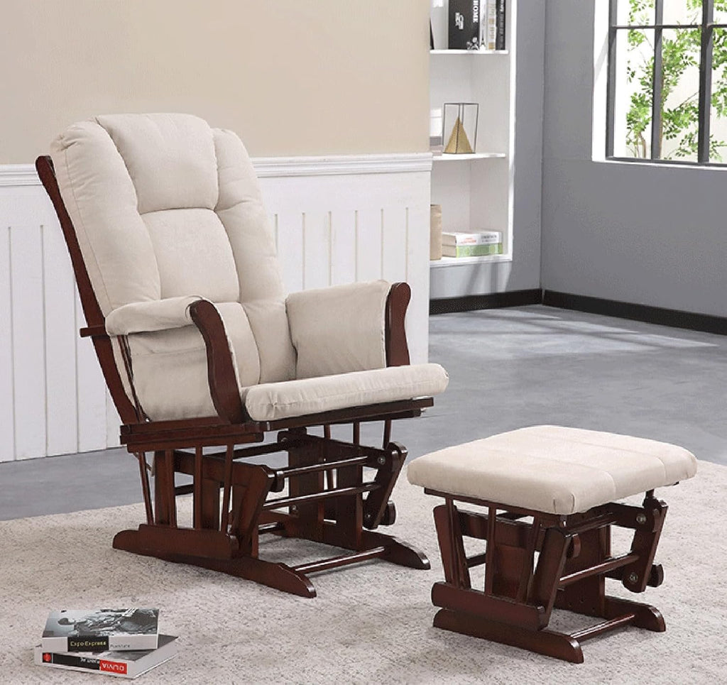 5pcs Glider Rocker Cushions Set, Washable Non Slip with Ottoman Cushion Storage Pocket, Glider Rocking Chair Cushions Set for Nursery Napping