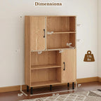 Giantex 47-Inches Storage Cabinet with Doors, Open Shelves, Anti-Tipping Device, 4-Tier Bookcase for Books & Photos, Tall Cupboard, Floor Cabinet for Living Room, Kitchen Buffet Sideboard (Natural)