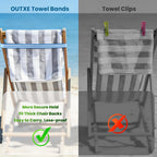 OUTXE Towel Bands, 2026 Upgrade Straps for Beach | Cruise Chair Lounge | Towels Holder | Pool Bag Essentials Must Haves (4-Pack, Striped Blue+Green+Greige+Hot Pink)