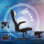 Massage Gaming Chair Office Chair Ergonomic PU Leather Desk Chair with Lumbar Support, Headrest, Flip-Up Armrests, and Swivel Rolling Base, Ideal for Women Adults, White