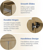 Housoul Buffet Cabinet with 2 Doors and Drawer, Coffee Bar Cabinet with Adjustable Shelf, Modern Kitchen Buffet Sideboard for Living Room, Kitchen, Natural