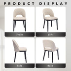 Wooden Dining Chairs Set of 4, Upholstered Kitchen Dining Room Chair, Modern Linen Fabric hollowed out Dinner Chair with Leveling Feet/hollowed out Backrest Support for Dining Room, Living Room,Beige