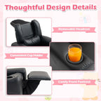 AVAWING Kids Recliner Chair with Cup Holder, Leather Toddler Recliner with Adjustable Backrest, Curved Rocking Legs and Comfy Armrests for Bedroom or Nursery (Black)