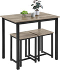 Yaheetech 3 Piece Dining Table Set - Kitchen Table & Chair Sets for 2 - Compact Table w/ 2 Stools & Space Saving Design for Dining Room Living Room Kitchen, Gray