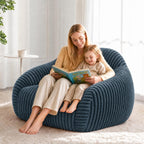 Bean Bag Chair with Armrests, Comfy Corduroy Bean Bag with Removable Cover, Handle for Adults, Oversized Floor Beanbag Couch for Living Room Bedroom Dorm (XL-Blue)