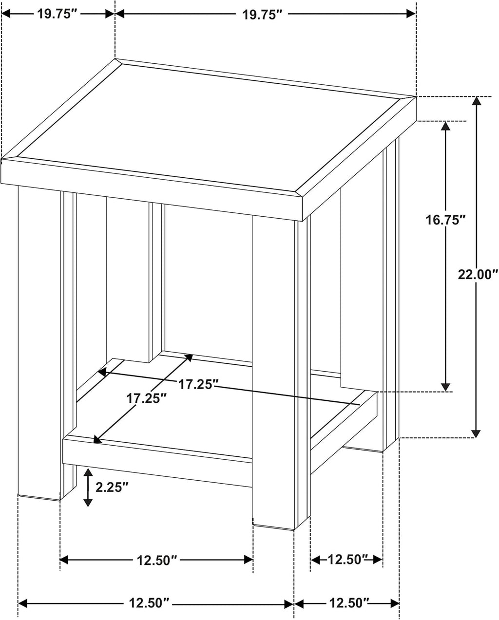 Coaster Home Furnishings - Beasley - Wood - End Table with Square Top, Lower Shelf, and Natural Grain - Living Room - 18-Inch - Golden Oak - 723327
