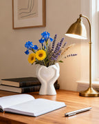 A Heart Held in Two Hands White Vases for Flowers - Cute Modern Small Ceramic Flower Vase for Pampas Grass - Decorative Table Vase for Coffee or Dining Table Centerpiece, Shelf - Gift for Mom (White)