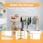 homegroove Kids Dress Up Storage with Mirror, 31.5 Inch Kids Wardrobe Closet with Storage Shelf for Little Girls and Boys, Wooden Costume Organizer for Bedroom Classroom Playroom Furniture