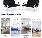 kinbor Waiting Room Chair - 2 Seat Office Guest Reception Bench with Arms, PU Leather Lobby Furniture Reception Chair for Business Salon Bank Hospital Airport, Black