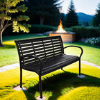 45.7in. Patio Bench Black Steel