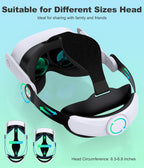 DXKK MQ5001 Head Strap for Meta Quest 3/Quest 3S/Quest 2, Enhanced Comfort Head Strap with Soft Padding, Quick-Switch Reality Design, Adjustment Dial (No Battery),
