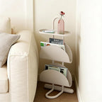 Small Narrow Side Table End Table with Magazine Book Holder Rack (White)
