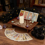 PH PandaHall Altar Table, 11.8"x7.8" Seasons of the Soul Theme Wooden Meditation Table Rectangle Engraved Trinity Knot Patterns Wiccan Tables for Room Engraved Mystic Decor Witchcraft Supplies