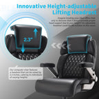 Big and Tall Office Chair 700lbs - Adjustable Headrest&Lumbar Support, 3D Flip Arms, Large Wheels &Heavy Duty Metal Base, Ergonomic High Back Computer Chair Desk Chair, Thick Padded Extra Wide Seat