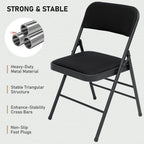 SEALAMB 10 Pack Folding Chairs with Comfort Seat, Heavy Duty Metal Frame Portable Stackable Chairs for Wedding Party Office School Church Events, Indoor Outdoor Use, 350 lb Capacity, Black
