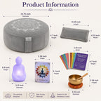 Meditation Cushion Set with Buckwheat Zafu, Breathing Light, Singing Bowl, Eye Pillow & Affirmation Cards – Meditation Kit for Beginners, Mindfulness Gift Set for Stress Relief & Yoga