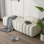 Modern Long Bench with Backrest for Changing Shoes Bedroom Bed end Walk-in Closet Rest Area Entryway(Small)