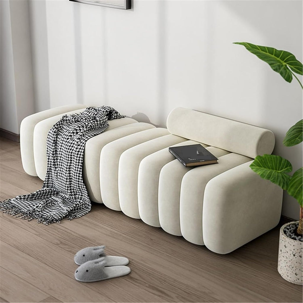 Modern Long Bench with Backrest for Changing Shoes Bedroom Bed end Walk-in Closet Rest Area Entryway(Medium)