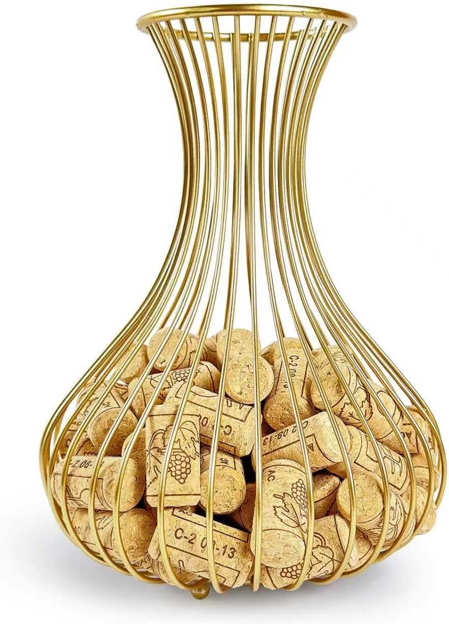 Wine Cork Holder – Elegant Wine Decor & Decorative Cork Holder, Wire Container for Corks with Wine Cork Holders Decorative Style, Holds 75 Corks Freestanding, Perfect for Home Bars, Restaurants