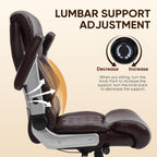 ZSQN 600 Lbs Big and Tall Office Chair, Plus Size Desk Chair with 6D Adjustable Flip Arms, Wide Comfortable Computer Chair with Adjustable Lumbar Support & Dual Rubber Wheels Brown
