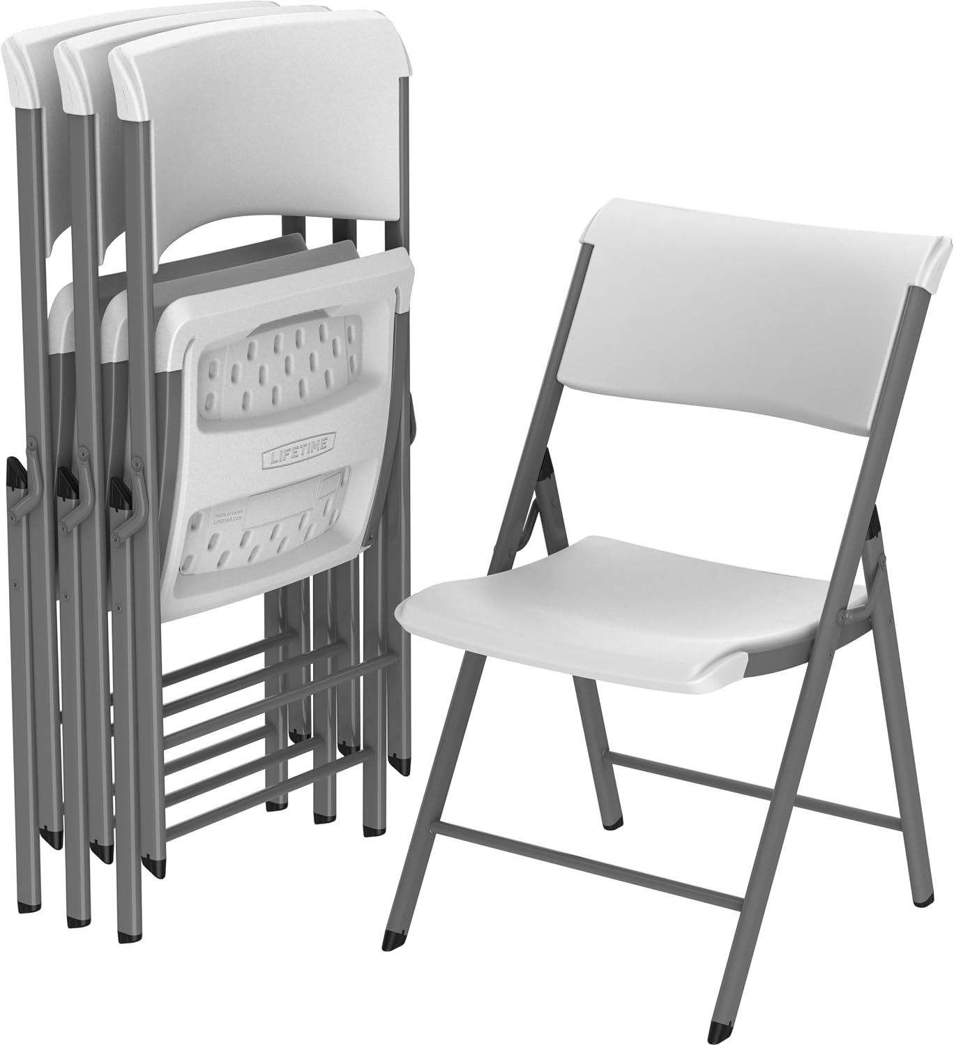 LIFETIME A-Frame Folding Chair, 4-Pack, White Granite