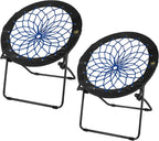 Zenithen 29” Bunjo Bungee Chair, Indigo (Pack of 2) | Foldable. Lightweight, Portable, Collapsible Seating