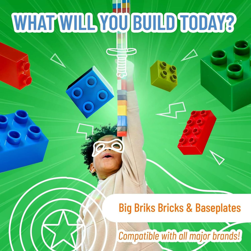 Strictly Briks Building Brick Baseplate for Building Toy Projects, Large Toy Building Sets - Compatible with Major Block Brands - 15 x 10.5 in, Green (Pack of 2)