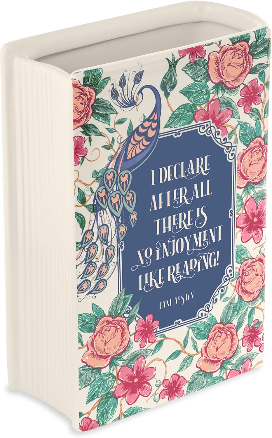 Steel Mill & Co Original Book-Shaped Decorative Vase, Ceramic Vases for Home Decor, Cute Bookshelf Decor, Unique Vase for Book Lovers (Large - Pride and Prejudice)