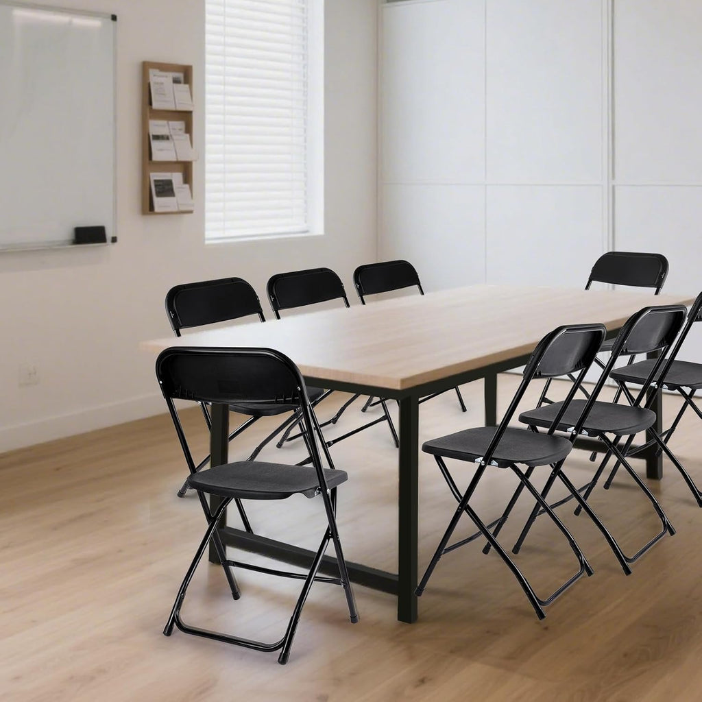 10 Pack Black Folding Chairs, Portable Stackable Commercial Foldable Chair, Indoor Outdoor Plastic Folding Chair for Events/Office/Home/Wedding/Party, 400lbs Capacity