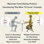 Ergonomic Kneeling Chair for Posture Support & Back Pain Relief, Adjustable Height Office Stool with Heavy-Duty Base
