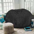Bean Bag Chair, with Faux Rabbit Fur Cover for Teens and Kids, with Filling Memory Foam Bean Bag Chairs, Soft Faux Fur Fabric, 2.5 feet Round Fluffy Bean Bag Sofa Essential for Reading Games