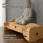 Small Altar Table Solid Wood, Pooja Meditation Table with Drawer, Buddhist Altar Shelf for Puja, Beautiful Design, Easy to Install(Brown)