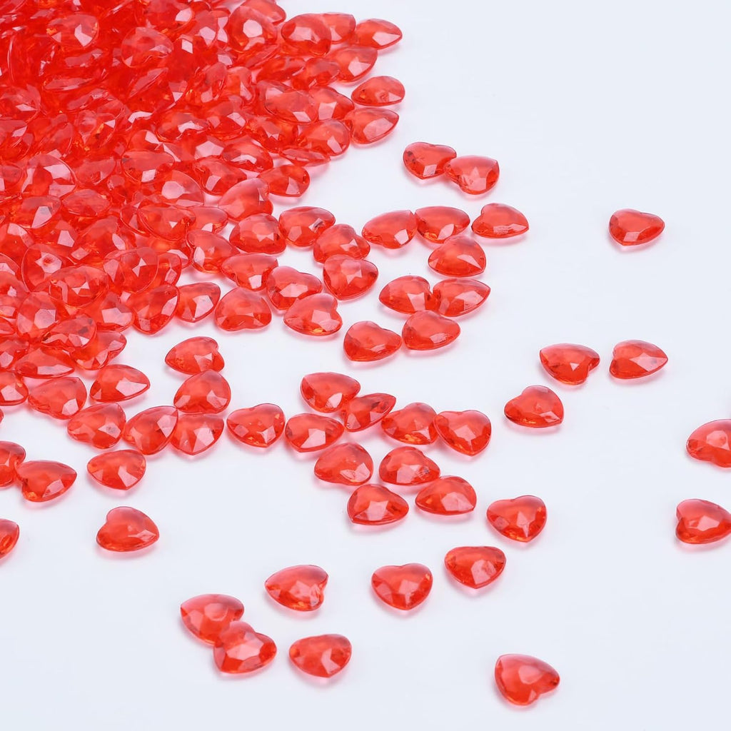 Red Hearts, 1000pcs Small Red Acrylic Hearts, Tiny Plastic Heart Valentine's Day Decorations, Valentine Hearts Vase Fillers for Home Decor