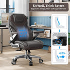 Big and Tall Office Chair with 5D Arms, Fabric & PU Leather Heavy Duty Desk Chair, Adjustable Lumbar Support & Height, Tilt Function, High Back Ergonomic Executive Computer Chair