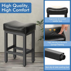Raynesys Counter Height Bar Stools Set of 3, 24 Inch Barstools for Kitchen Island Counter, Bonded Leather Kitchen Stools with Saddle Seats & Metal Base, Easy Assembly, Black