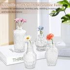 Set of 40 Glass Bud Vases, Small Clear Glass Vases in Bulk, Mini Vintage Embossed Flower Vase for Wedding, Centerpieces, Birthday Party, Home Table Decorations, Baby Shower (Clear)