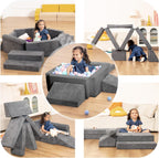 LOAOL Modular Kids Play Couch, Soft Foam Kids Couch, Convertible Playroom Furniture Indoor, Creative Open Ended Play for Boys and Girls, Washable & Removable Cover