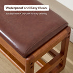 39.3" Shoe Rack Bench,2 Tiers Shoe Bench with Storage,Walnut Storage Bench with Faux Leather Cushion for Entrance Entryway Hallway Walnut PU Browm