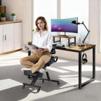 Ergonomic Kneeling Chair with Back Support, Height Adjustable Stool for Home and Office, PU Kneeling Chair for Desk to Relieve Back Discomfort, Thick Moulded Foam Cushions Brake Casters