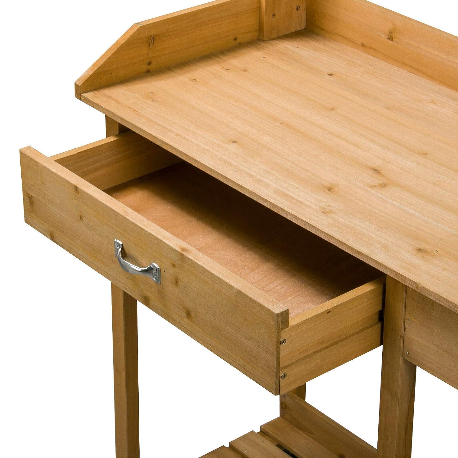 48" Wooden Outdoor Indoor Planting Gardening Garden Potting Bench Workbench Workstation Table Removable Sink Drawer 2 Tiers Storage Shelves Rack Open Shelf 3 Side Hooks Gardening Supplies Tools Storag