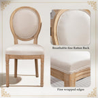 SoarFlash French Dining Chairs Set of 6, Vantage Linen Dining Chair with Round Back, Farmhouse Country Dining Chair for Living Room,Kitchen,Bedroom,Beige