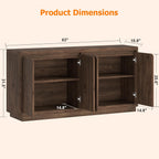 knoworld Buffet Cabinet with Storage, Outlet & Adjustable Shelves, Sideboard Cabinet with Double-Arc Doors, Classic Modern Wood Console Table & Credenza for Dining Room & Entryway