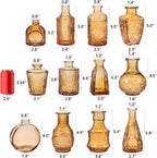 Glass Bud Vases Set of 12 - Small Amber Flower Vase for Wedding Centerpieces, Home Decor, Party Decorations