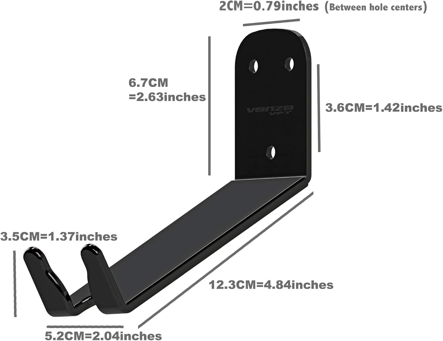 Venzo Bike Bicycle Cycling Pedal Wall Mount Indoor Storage Hanger Stand - Hook Rack Holder - with Tire Brackets - Great for Garage and Shed (2)