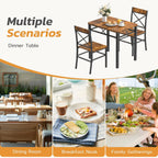 Zevemomo 3-Piece Dining Table Set, Dining Table for 2, Small Table and Chairs Set of 2, Breakfast Nook Table Set with 2 Curved Backrest Chairs, for Small Spaces & Apartment-Brown