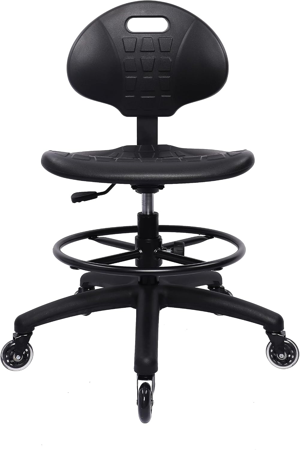 TAKE UR SEAT® Polyurethane Drafting Lab Stool Chair, 18" Adjustable Footring, 8" Adjustable Height, 450 lbs seat Capacity, Heavy Duty, Shipped Within 24 Hours Med. Bench Height (Rubber Caster)