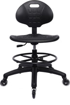 TAKE UR SEAT® Polyurethane Drafting Lab Stool Chair, 18" Adjustable Footring, 8" Adjustable Height, 450 lbs seat Capacity, Heavy Duty, Shipped Within 24 Hours Med. Bench Height (Rubber Caster)