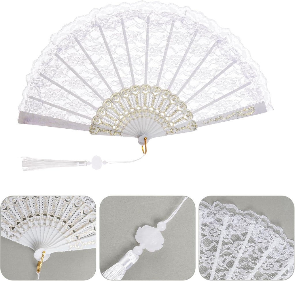 Lace Hand Folding Fan, Floral Handheld Fan for Women, Foldable Fans Hand Fans for Wedding Tea Dancing Party